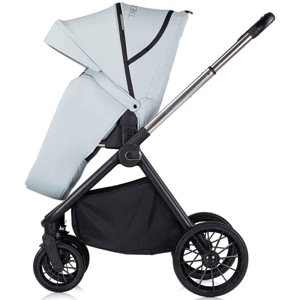 Carucior pentru copii Chipolino Encanto 3 in 1 basil cu spatar reglabil, suspensii, bara detasabila, suport piciare ajustabil, maner reglabil si accesorii - 1