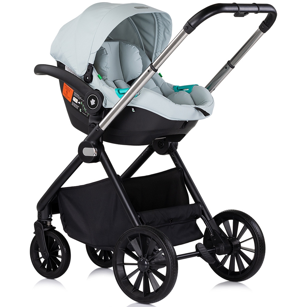 Carucior pentru copii Chipolino Encanto 3 in 1 basil cu spatar reglabil, suspensii, bara detasabila, suport piciare ajustabil, maner reglabil si accesorii - 5