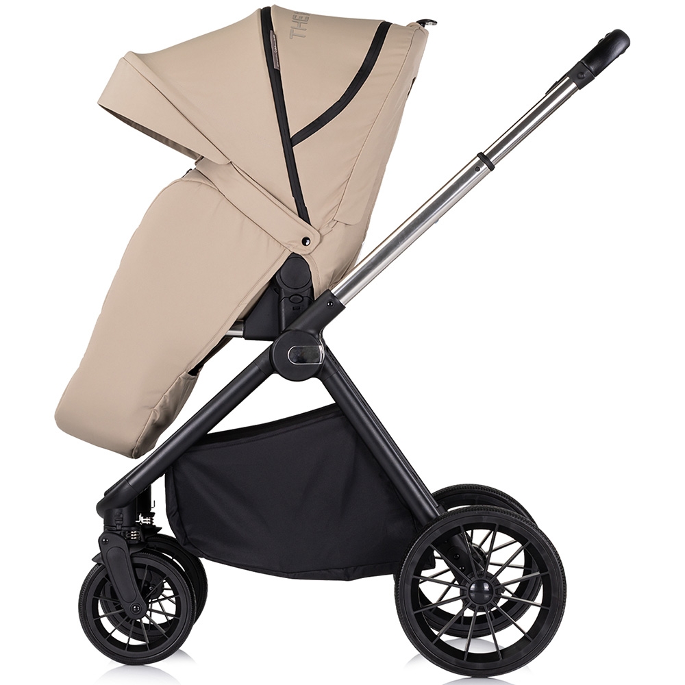 Carucior pentru copii Chipolino Encanto 3 in 1 tiramisu cu spatar reglabil, suspensii, bara detasabila, suport piciare ajustabil, maner reglabil si accesorii - 1 | YEO