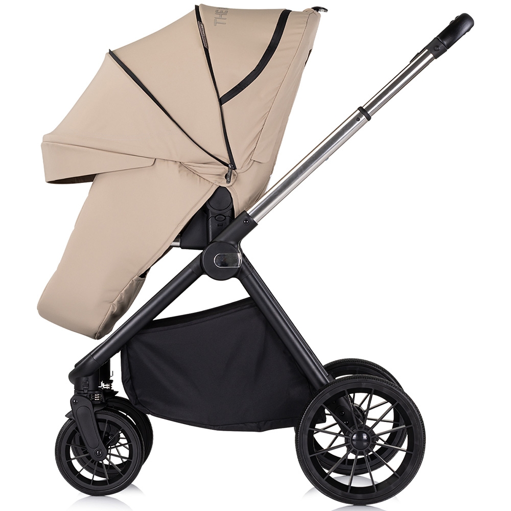 Carucior pentru copii Chipolino Encanto 3 in 1 tiramisu cu spatar reglabil, suspensii, bara detasabila, suport piciare ajustabil, maner reglabil si accesorii - 2 | YEO