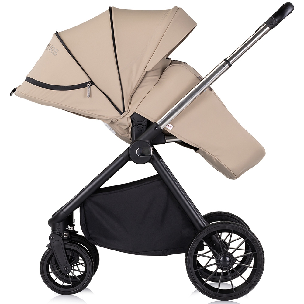 Carucior pentru copii Chipolino Encanto 3 in 1 tiramisu cu spatar reglabil, suspensii, bara detasabila, suport piciare ajustabil, maner reglabil si accesorii - 3 | YEO