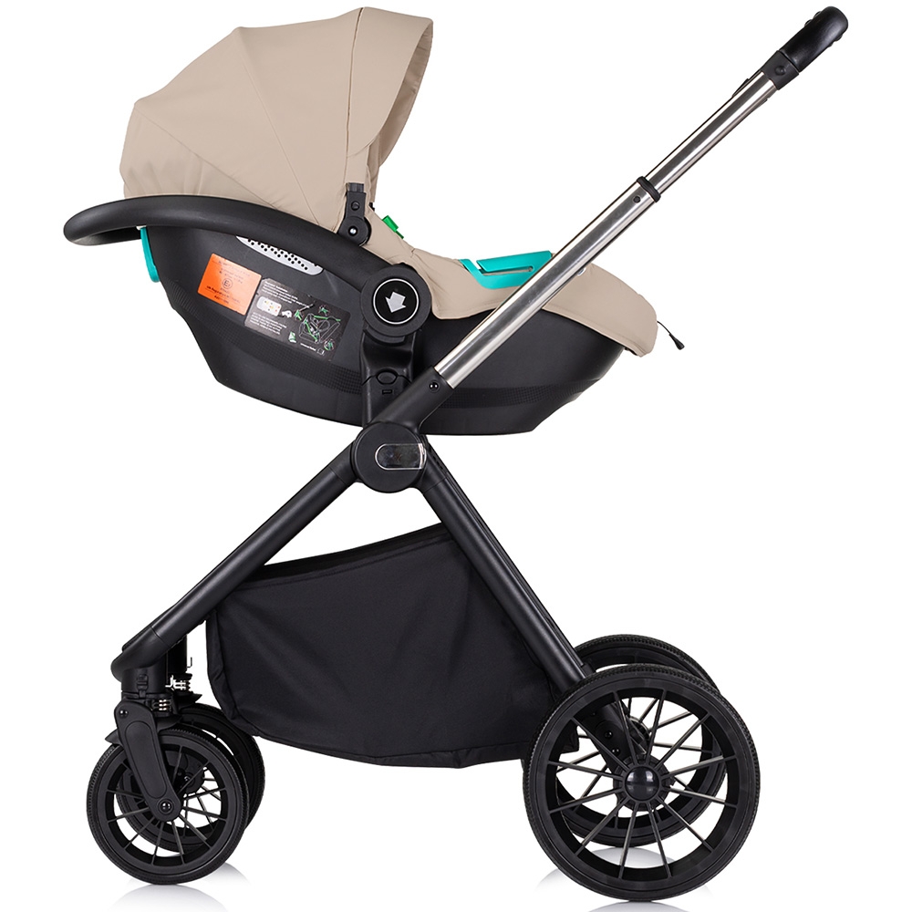 Carucior pentru copii Chipolino Encanto 3 in 1 tiramisu cu spatar reglabil, suspensii, bara detasabila, suport piciare ajustabil, maner reglabil si accesorii - 4 | YEO