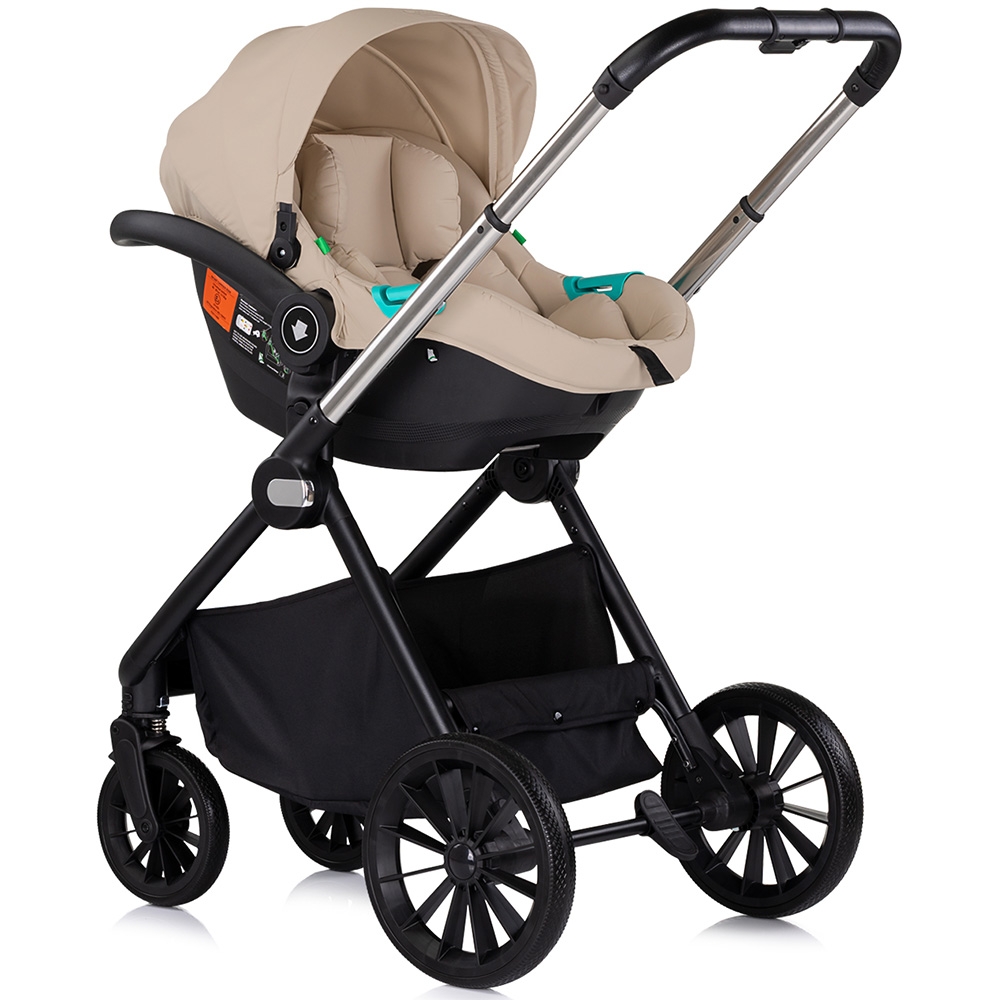 Carucior pentru copii Chipolino Encanto 3 in 1 tiramisu cu spatar reglabil, suspensii, bara detasabila, suport piciare ajustabil, maner reglabil si accesorii - 5