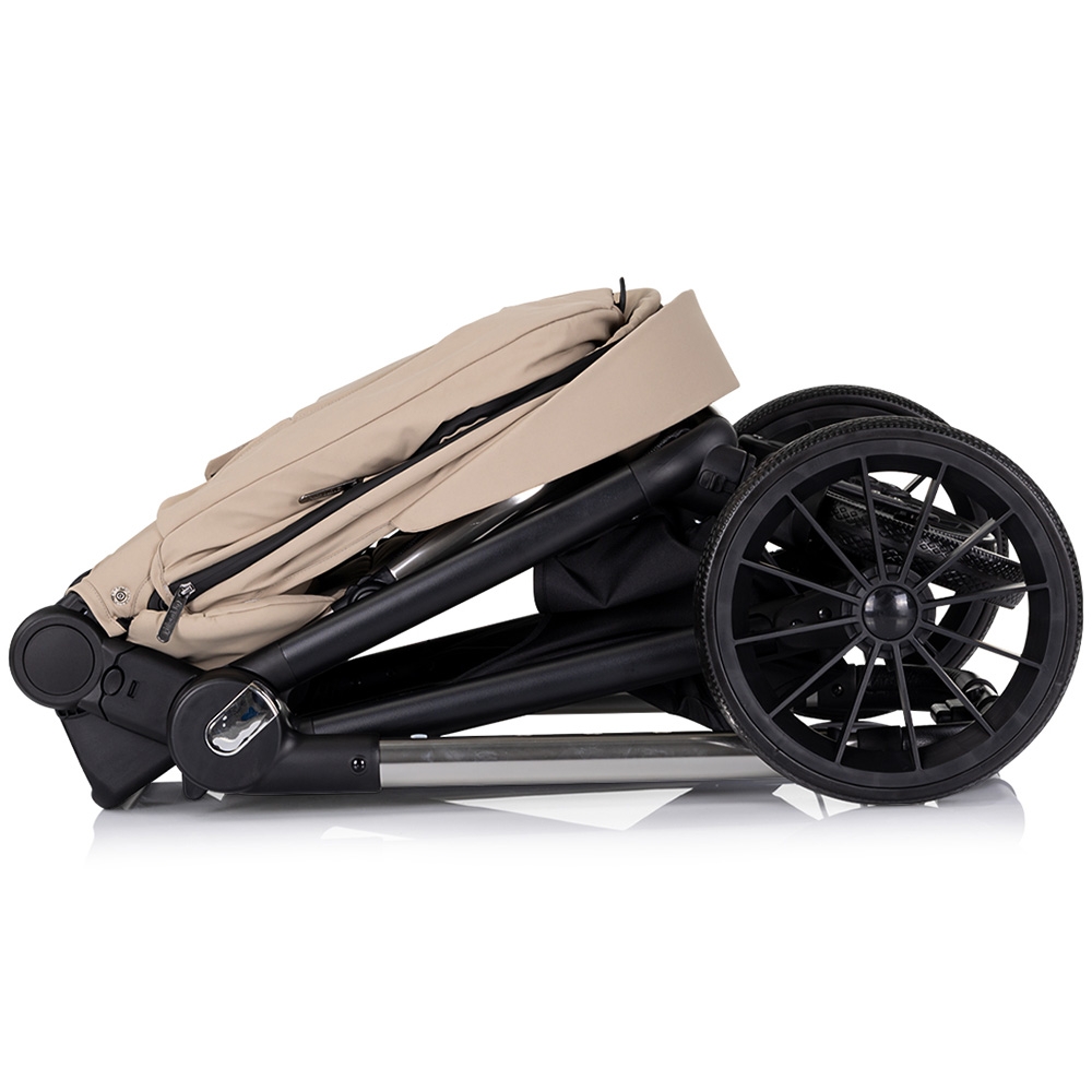 Carucior pentru copii Chipolino Encanto 3 in 1 tiramisu cu spatar reglabil, suspensii, bara detasabila, suport piciare ajustabil, maner reglabil si accesorii - 8