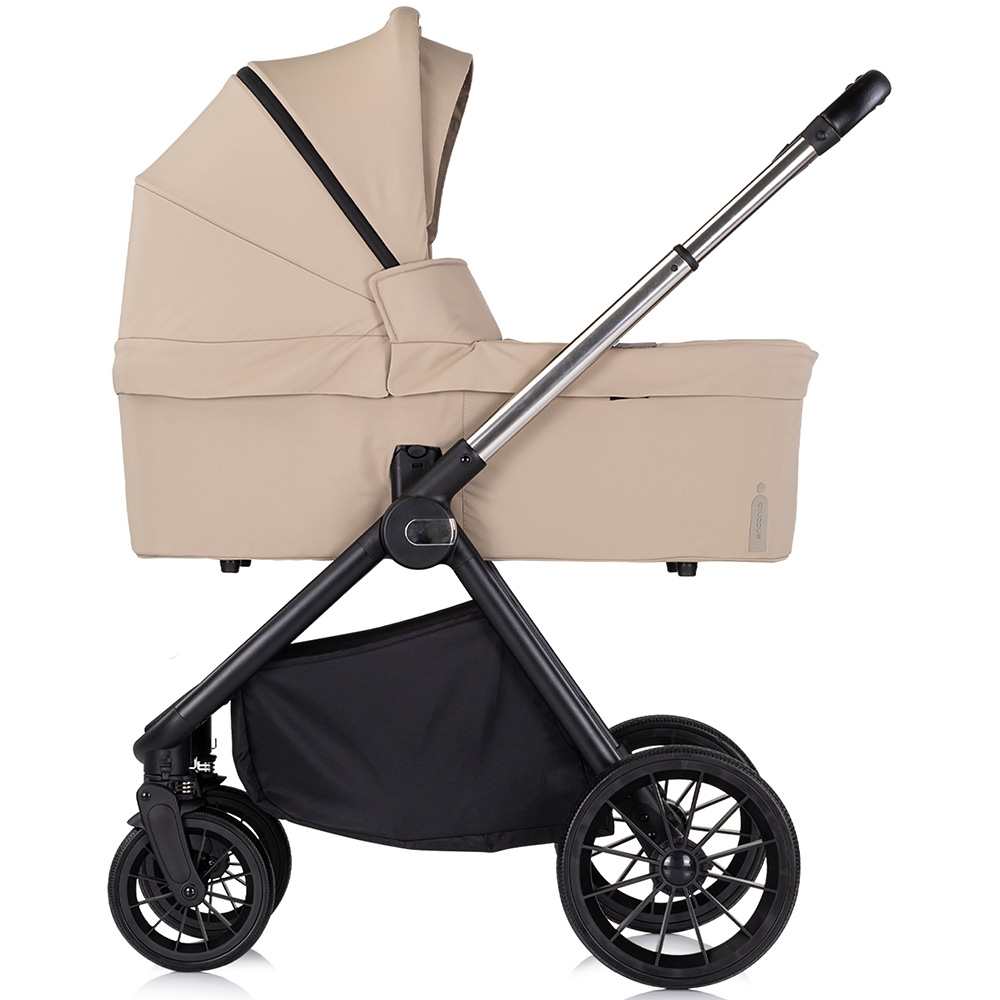 Carucior pentru copii Chipolino Encanto 3 in 1 tiramisu cu spatar reglabil, suspensii, bara detasabila, suport piciare ajustabil, maner reglabil si accesorii - 11