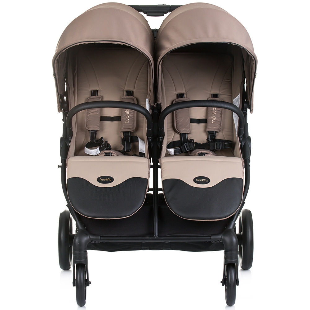 Carucior pentru gemeni Chipolino Top Stars tiramisu cu spatar reglabil, suspensii, suport picioare ajustabil, bara de protectie detasabila si accesorii - 1 | YEO