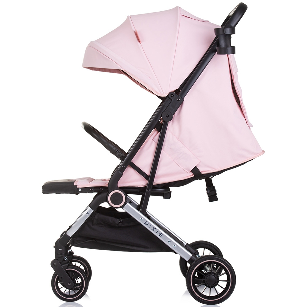 Carucior pentru copii Chipolino Pixie pink marshmallow cu spatar reglabil, suspensii, sistem tip troller, suport reglabil pentru piciore - 1