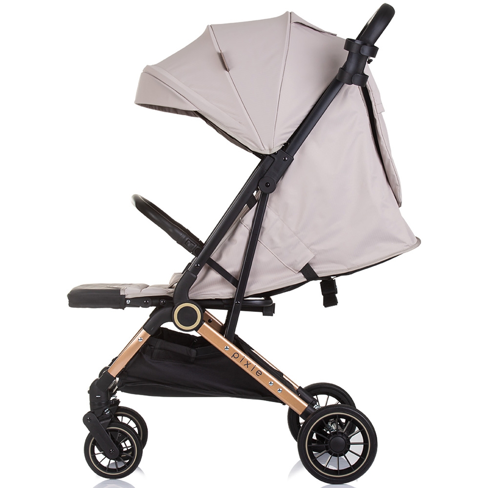 Carucior pentru copii Chipolino Pixie tiramisu cu spatar reglabil, suspensii, sistem tip troller, suport reglabil pentru piciore - 1