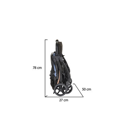 Carucior sport pentru copii Moni Cardi Blue de la nastere pana la 22kg,spatar reglabil,capotina cu plasa si banda reflectorizanta,bara de siguranta detasabila,roti pivotante cu amortizor,pliere compacta,suport sticla inclus - 1