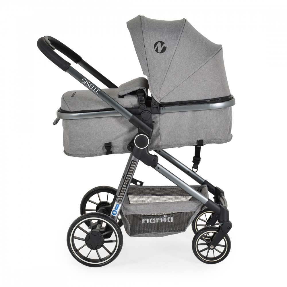 Carucior transformabil 2in1 Nania Giselle Gray cu sezut reversibil,pana la 4 ani sau maxim 22kg,centuri de siguranta,spatar reglabil,capotina XXL,pliere compacta cu unitate scaun,roti rezistente,husa pentru picioare inclusa - 1