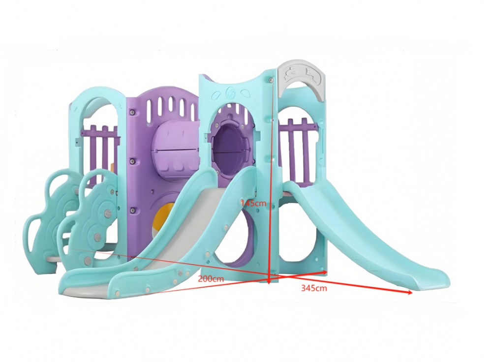 Complex de joaca Nichiduta Garden, compus din 2 turnulete interconectate prin tunel cilindric orizontal, cu 2 tobogane si scara, design modular, dimensiune 200 x 145 x 345 cm, No 4
