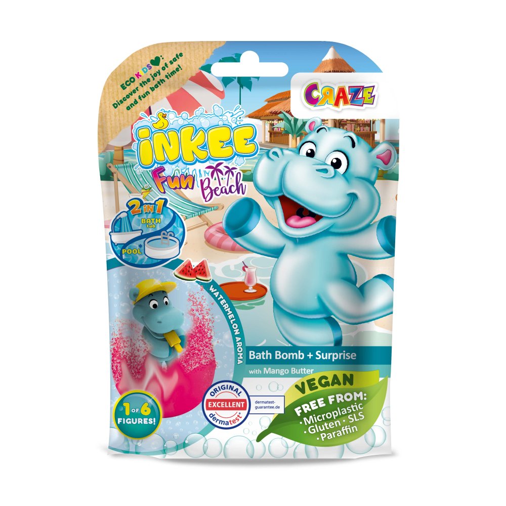 Bila de baie Inkee cu surpriza hipopotam la plaja Craze