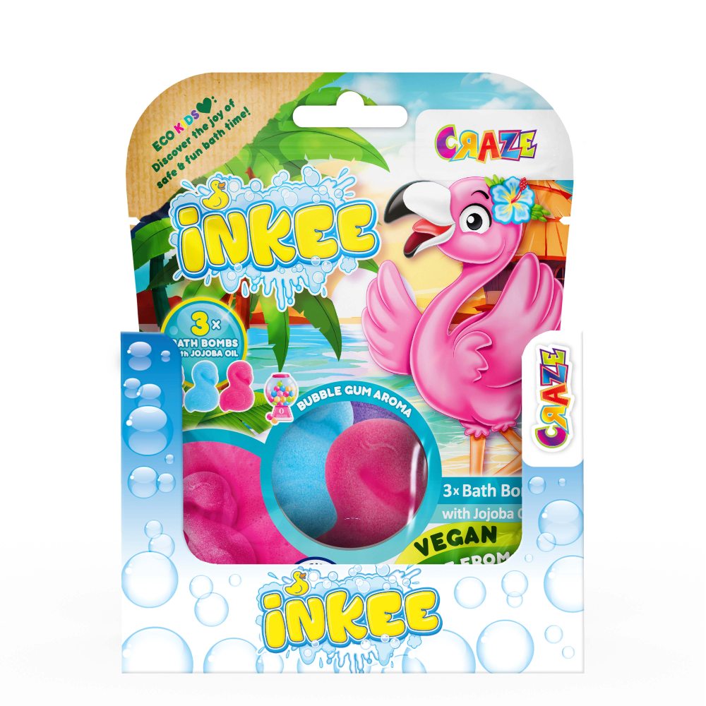 Bombe de baie Inkee 3 bucati asortate in forma de Flamingo Craze - 1 | YEO