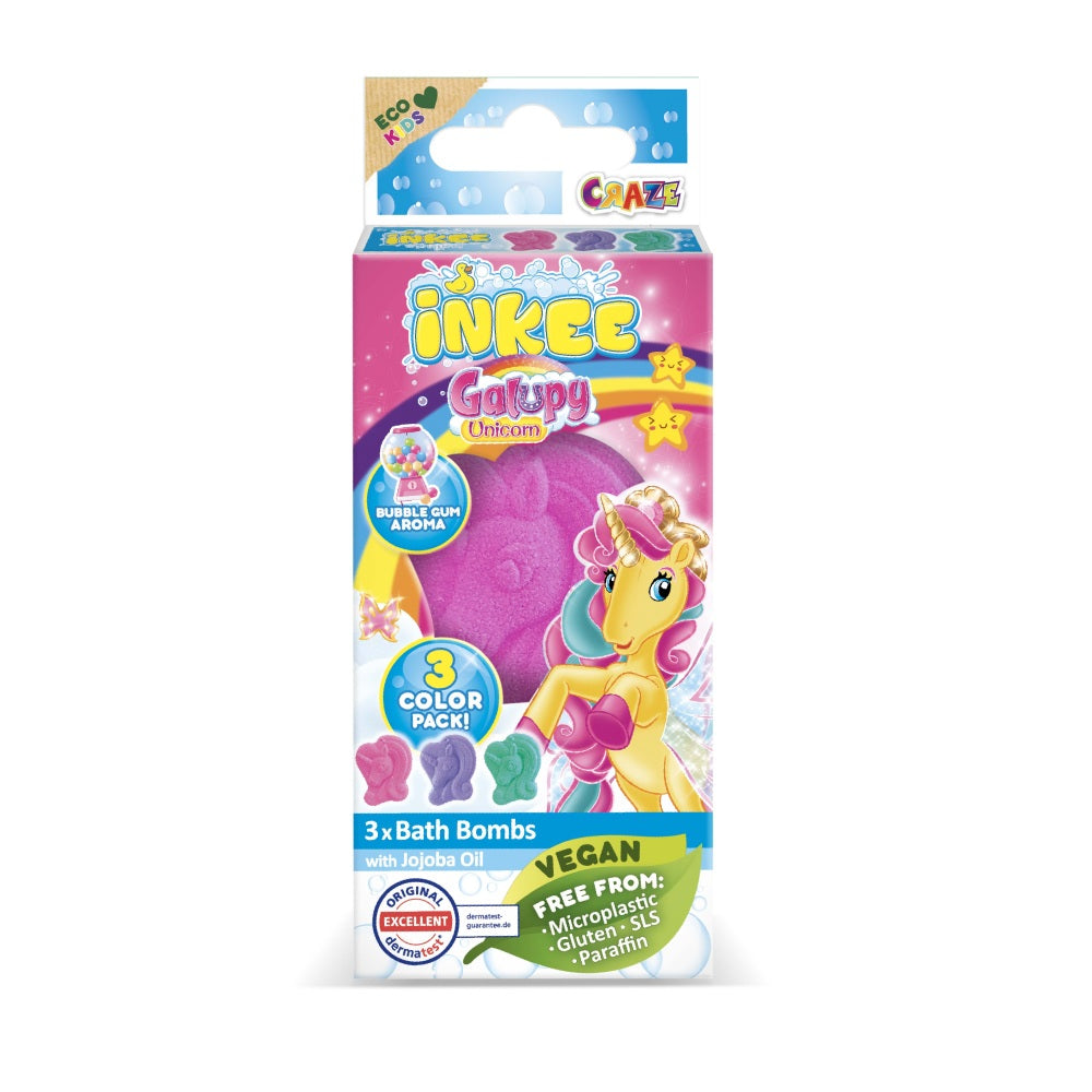 Bombe de baie Inkee 3 bucati asortate in forma de unicorn Craze - 1 | YEO