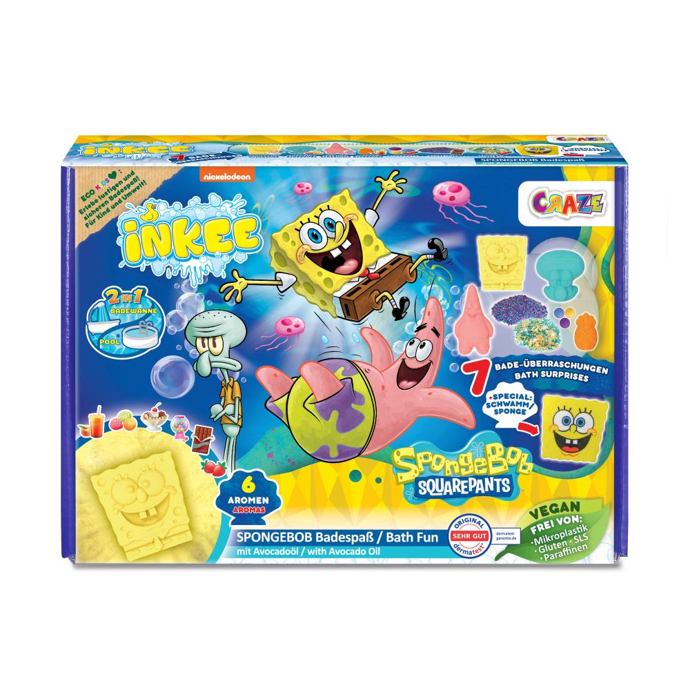 Set cadou de baie Craze Inkee cu 7 surprize SpongeBob - 1 | YEO