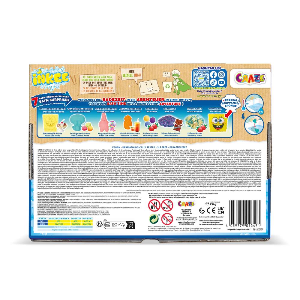 Set cadou de baie Craze Inkee cu 7 surprize SpongeBob - 2 | YEO