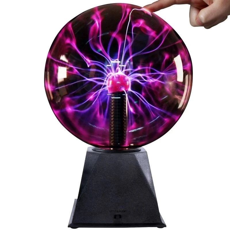 Glob luminos cu plasma, senzor atingere, efect fulger, diametru 10 cm