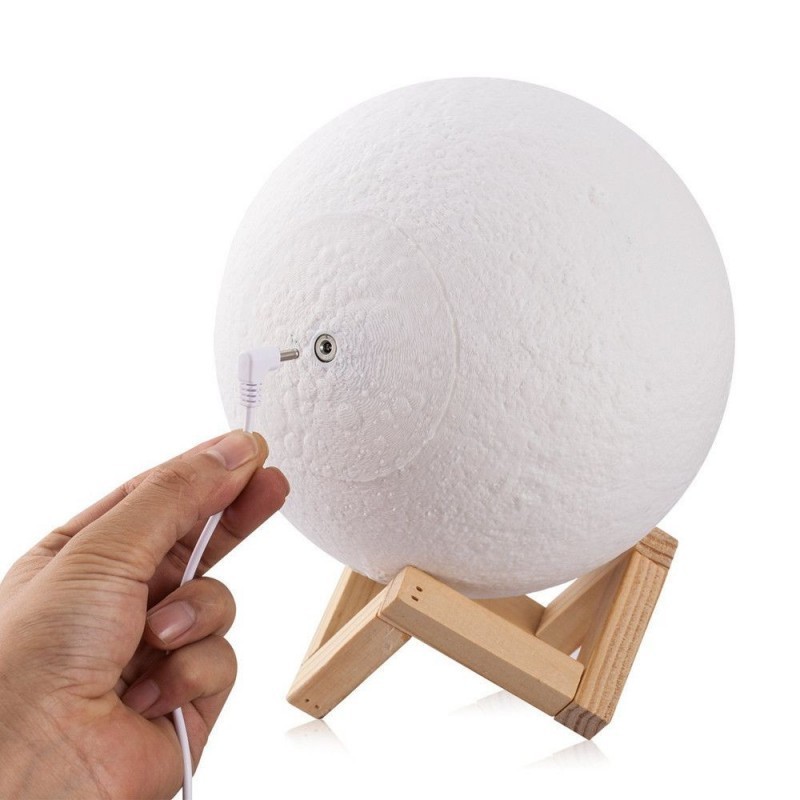 Lampa de veghe luna 3d 20 cm, 16 culori, telecomanda, suport lemn, reincarcabila usb - 5