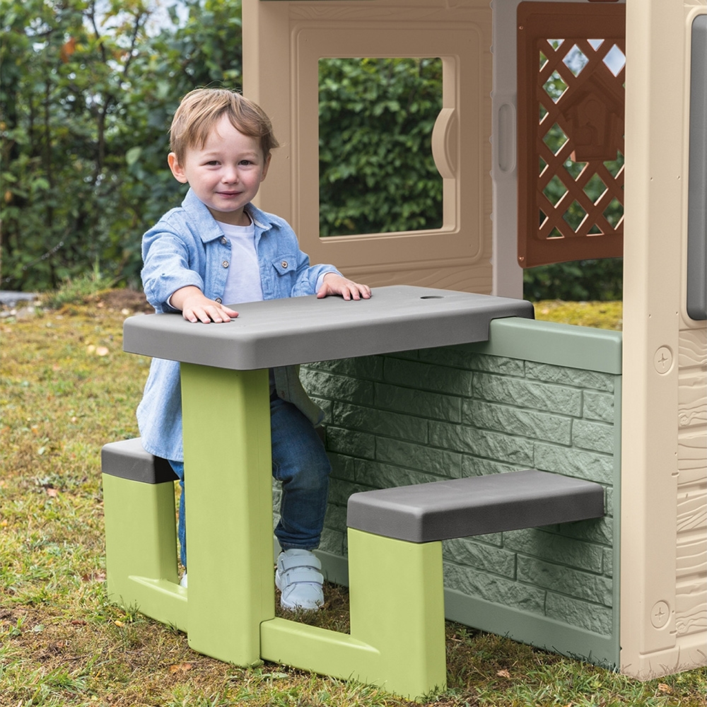 Masa de picnic cu doua banci Smoby Life pentru casuta verde - 1 | YEO