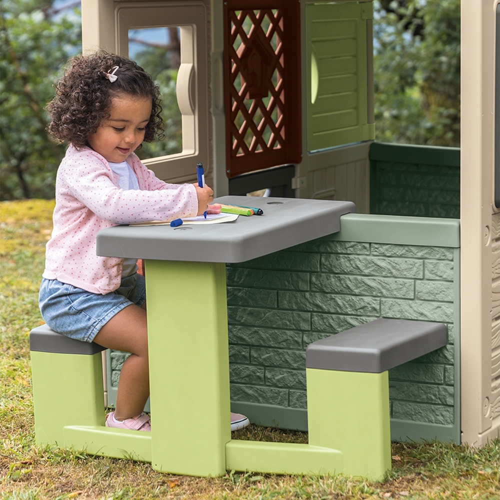Masa de picnic cu doua banci Smoby Life pentru casuta verde - 2 | YEO