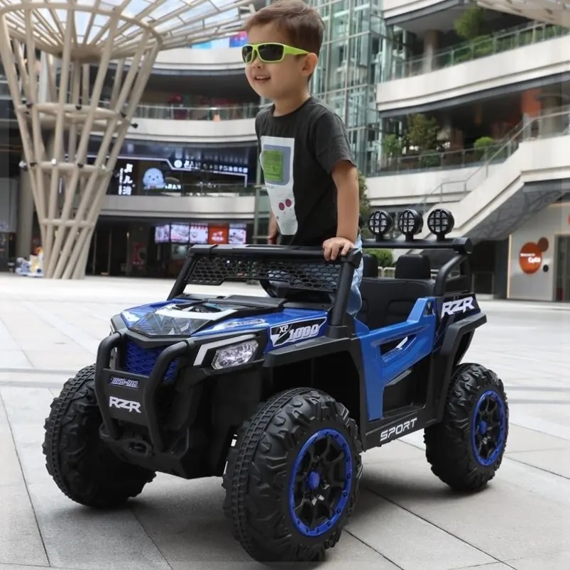 Masinuta electrica 12V pentru copii,cu telecomanda 2.4G,2 motoare x 38W,acumulator 12V7Ah,roti rezistente,lumini LED,muzica,centura de siguranta Nichiduta Sport RZR Blue - 1
