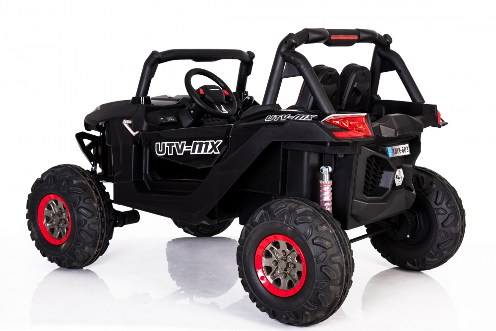 Masinuta electrica copii 4x4 Nichiduta Xtreme Jumper UTV-MX Black cu telecomanda 2.4G, 4Motoare 300W, Doua locuri, Roti Eva cu Suspensii, Scaun piele,Acumulator 12V7Ah,Pornire la cheie,Schimbator viteze,Lumini LED,Slow Start