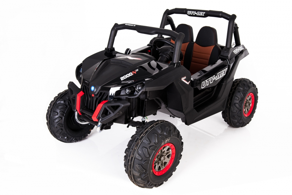 Masinuta electrica copii 4x4 Nichiduta Xtreme Jumper UTV-MX Black cu telecomanda 2.4G, 4Motoare 300W, Doua locuri, Roti Eva cu Suspensii, Scaun piele,Acumulator 12V7Ah,Pornire la cheie,Schimbator viteze,Lumini LED,Slow Start - 2