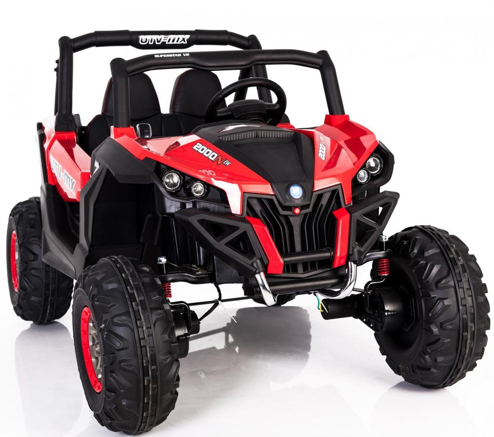 Masinuta electrica copii 4x4 Nichiduta Xtreme Jumper UTV-MX Red cu telecomanda 2.4G, 4Motoare 300W, Doua locuri, Roti Eva cu Suspensii, Scaun piele,Acumulator 12V7Ah,Pornire la cheie,Schimbator viteze,Lumini LED,Slow Start