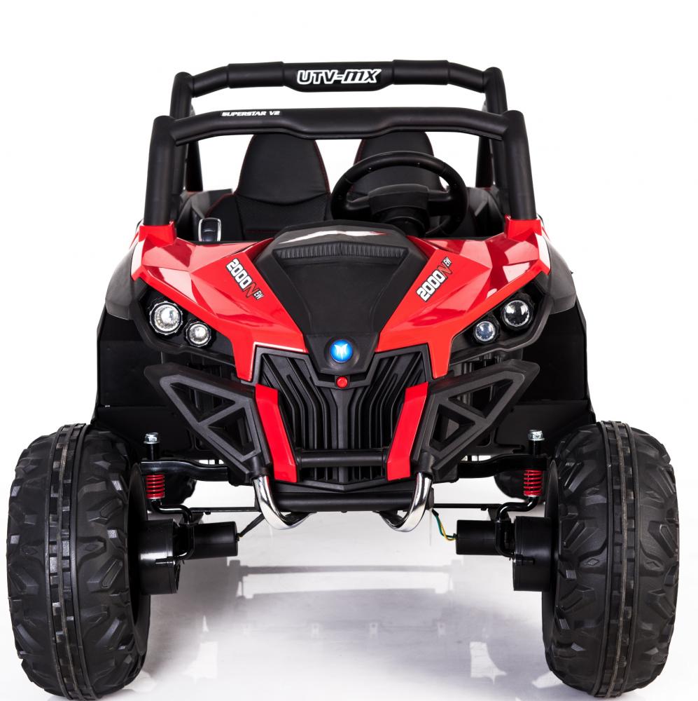 Masinuta electrica copii 4x4 Nichiduta Xtreme Jumper UTV-MX Red cu telecomanda 2.4G, 4Motoare 300W, Doua locuri, Roti Eva cu Suspensii, Scaun piele,Acumulator 12V7Ah,Pornire la cheie,Schimbator viteze,Lumini LED,Slow Start - 2