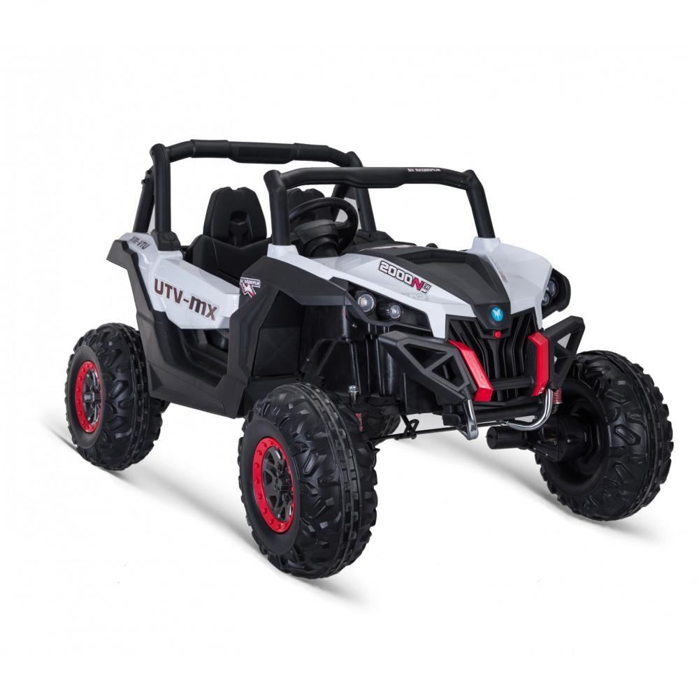 Masinuta electrica copii 4x4 Nichiduta Xtreme Jumper UTV-MX White cu telecomanda 2.4G, 4Motoare 300W, Doua locuri, Roti Eva cu Suspensii, Scaun piele,Acumulator 12V7Ah,Pornire la cheie,Schimbator viteze,Lumini LED,Slow Start - 1