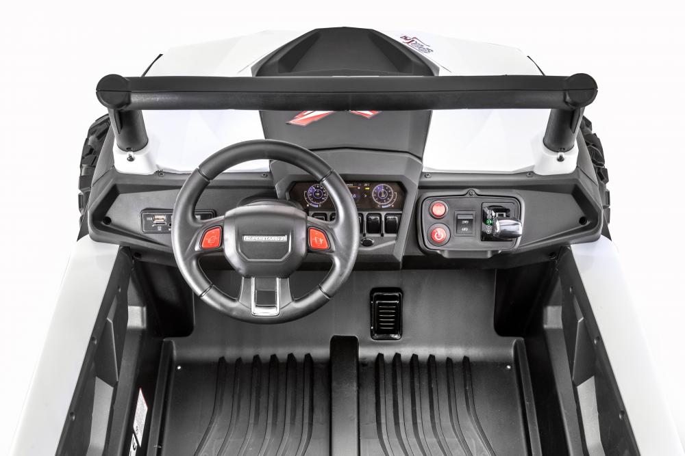 Masinuta electrica copii 4x4 Nichiduta Xtreme Jumper UTV-MX White cu telecomanda 2.4G, 4Motoare 300W, Doua locuri, Roti Eva cu Suspensii, Scaun piele,Acumulator 12V7Ah,Pornire la cheie,Schimbator viteze,Lumini LED,Slow Start - 2