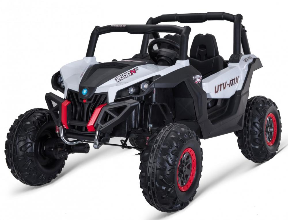 Masinuta electrica copii 4x4 Nichiduta Xtreme Jumper UTV-MX White cu telecomanda 2.4G, 4Motoare 300W, Doua locuri, Roti Eva cu Suspensii, Scaun piele,Acumulator 12V7Ah,Pornire la cheie,Schimbator viteze,Lumini LED,Slow Start - 3