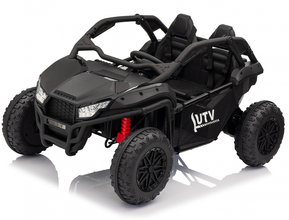 Masinuta electrica de teren pentru 2 copii Nichiduta UTV 4x4 Black, telecomanda 2.4G,acumulator 12V10Ah,4 motoare,roti late din cauciuc EVA,scaun din piele,suspensii,faruri cu lumini LED,mufa USB,MP3,Bluetooth,120x81x65cm - 3