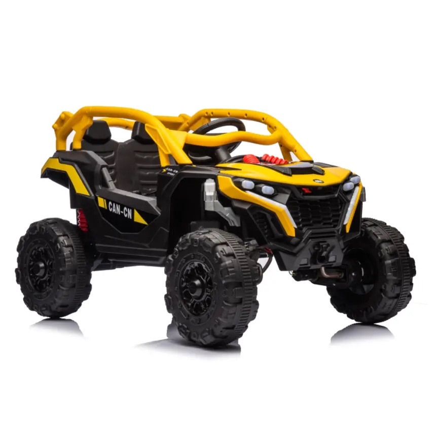 Masinuta electrica de teren pentru copii 12V cu telecomanda 2.4G,2 motoare 38W,lumini LED,roti rezistente,margine de siguranta rabatabila,sunete si muzica Nichiduta Can CN UTV Drive Yellow - 2