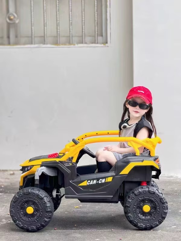 Masinuta electrica de teren pentru copii 12V cu telecomanda 2.4G,2 motoare 38W,lumini LED,roti rezistente,margine de siguranta rabatabila,sunete si muzica Nichiduta Can CN UTV Drive Yellow - 3