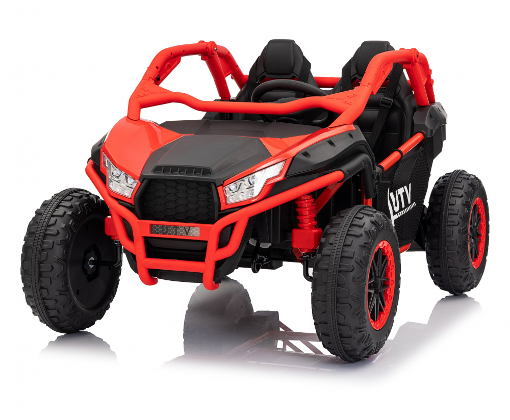 Masinuta electrica de teren pentru 2 copii Nichiduta UTV 4x4 Red,800W , telecomanda 2.4G,acumulator 12V10Ah,roti late din cauciuc EVA,scaun din piele,suspensii,faruri cu lumini LED,mufa USB,MP3,Bluetooth,120x81x65cm - 1