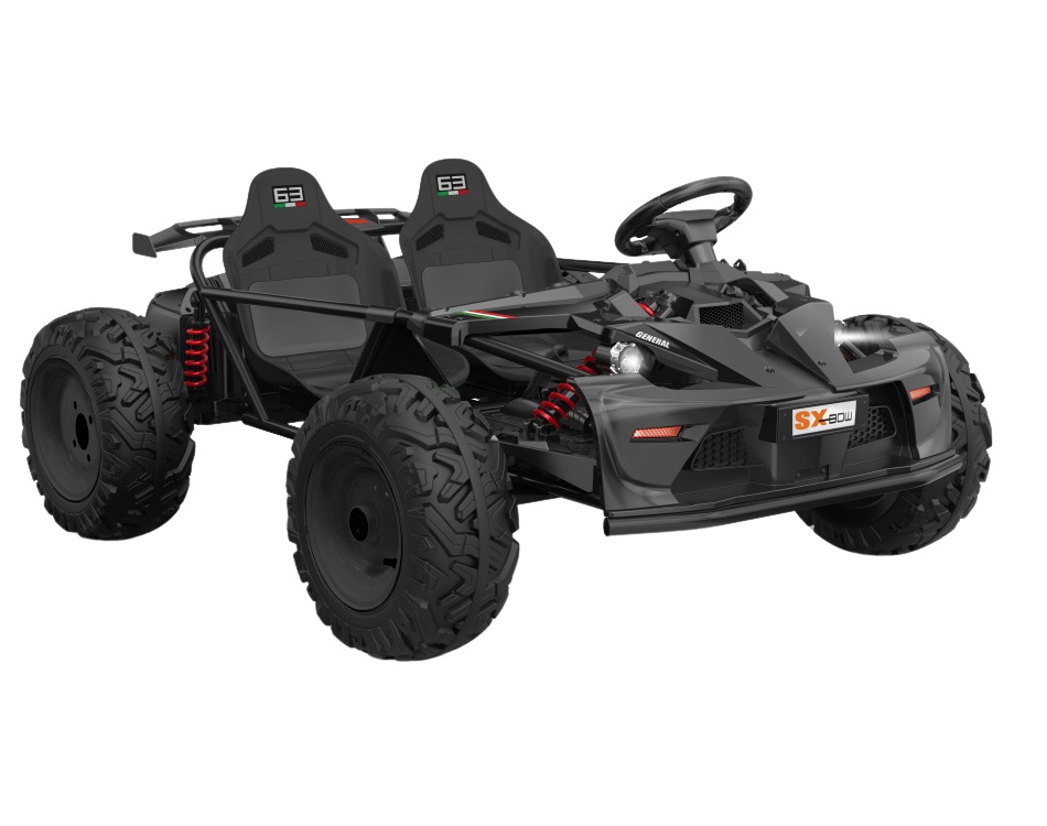 Masinuta electrica pentru 2 copii Nichiduta General SX-Bow Black 48V,Motor 800w,Acumulator 4x12V 20Ah,3 Viteze,Cadru metalic integral,Pedala acceleratie,Frana de mana+pedala,Roti gonflabile in 4 prezoane,Suspensii,Faruri LED - 1