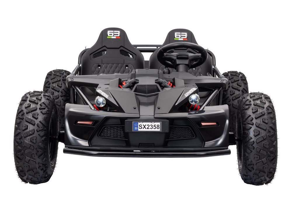 Masinuta electrica pentru 2 copii Nichiduta General SX-Bow Black 48V,Motor 800w,Acumulator 4x12V 20Ah,3 Viteze,Cadru metalic integral,Pedala acceleratie,Frana de mana+pedala,Roti gonflabile in 4 prezoane,Suspensii,Faruri LED - 3