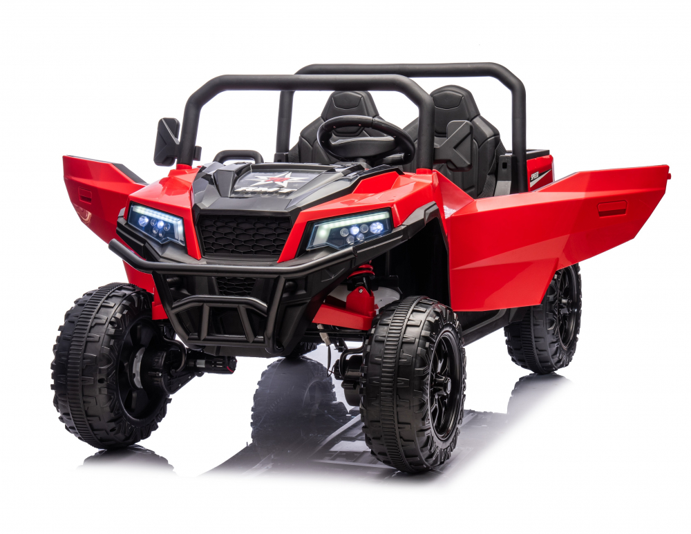 Masinuta electrica pentru 2 copii Nichiduta Speed 4x4 Red cu remorca,telecomanda 2.4G,acumulator 12V10Ah,4 motoare,roti din cauciuc EVA,scaun din piele,suspensii,faruri cu lumini LED,mufa USB,MP3,Bluetooth,centuri siguranta - 3