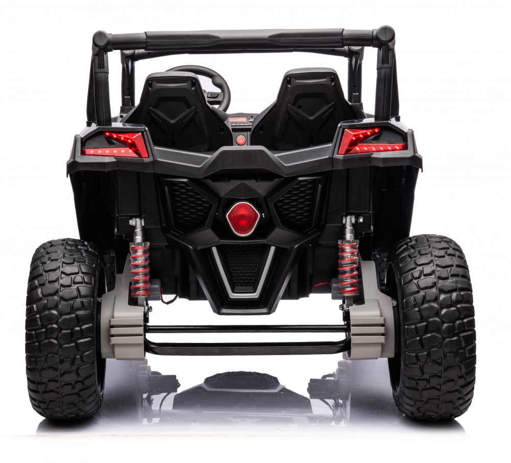 Masinuta electrica pentru 2 copii Nichiduta Turbo Off Road 4X4 Black 24V,cu telecomanda 2.4G,Suspensii,4 motoare,roti din cauciuc EVA,Scaun din piele,Usi cu deschidere,Lumini LED,Muzica,Centura de siguranta,Mufa USB,Bluetooth - 1