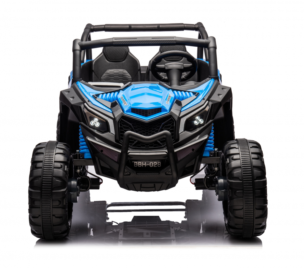 Masinuta electrica pentru 2 copii Nichiduta Turbo Off Road 4X4 Blue 24V ,cu telecomanda 2.4G,Suspensii,4 motoare,roti din cauciuc EVA,Scaun din piele,Usi cu deschidere,Lumini LED,Muzica,Centura de siguranta,Mufa USB,Bluetooth - 1