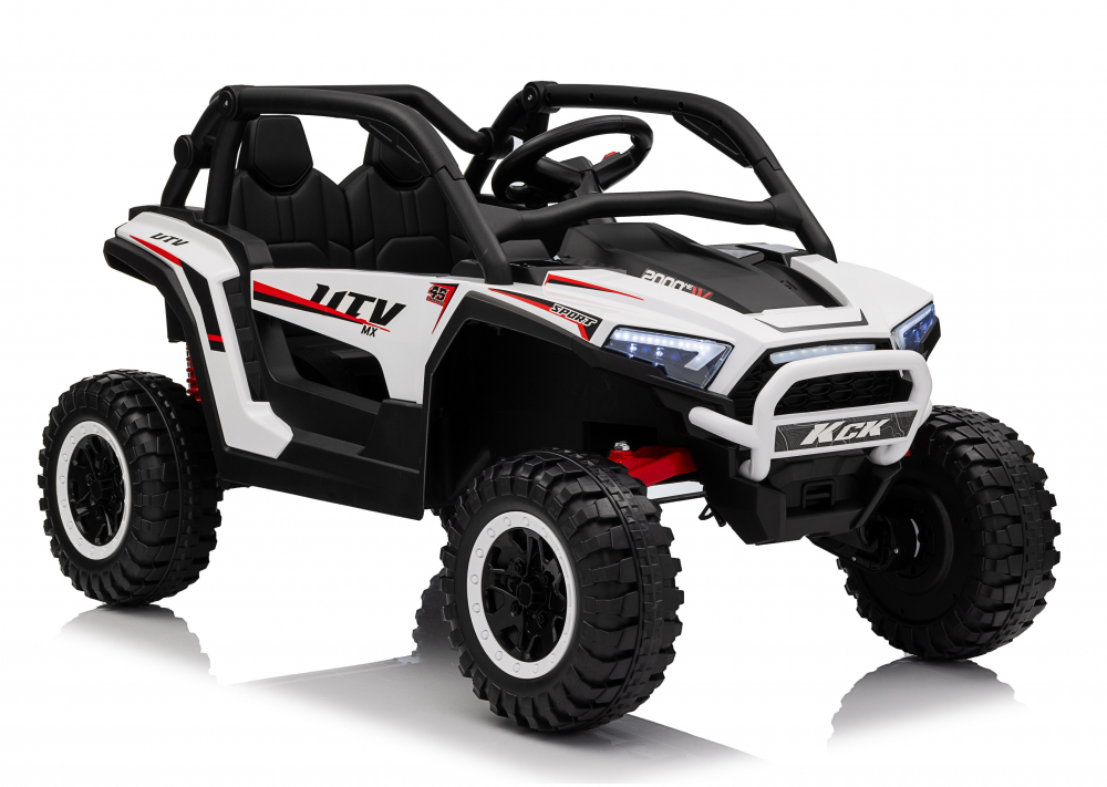 Masinuta electrica pentru copii Nichiduta Sport UTV KCK White 4x4,Telecomanda 2.4G,Acumulator 24V 7Ah,4 motoare x 50w,Roti din cauciuc EVA,Scaun din piele,Suspensii,Faruri cu lumini LED,Mufa USB,MP3,Bluetooth,Centura sigurant - 1