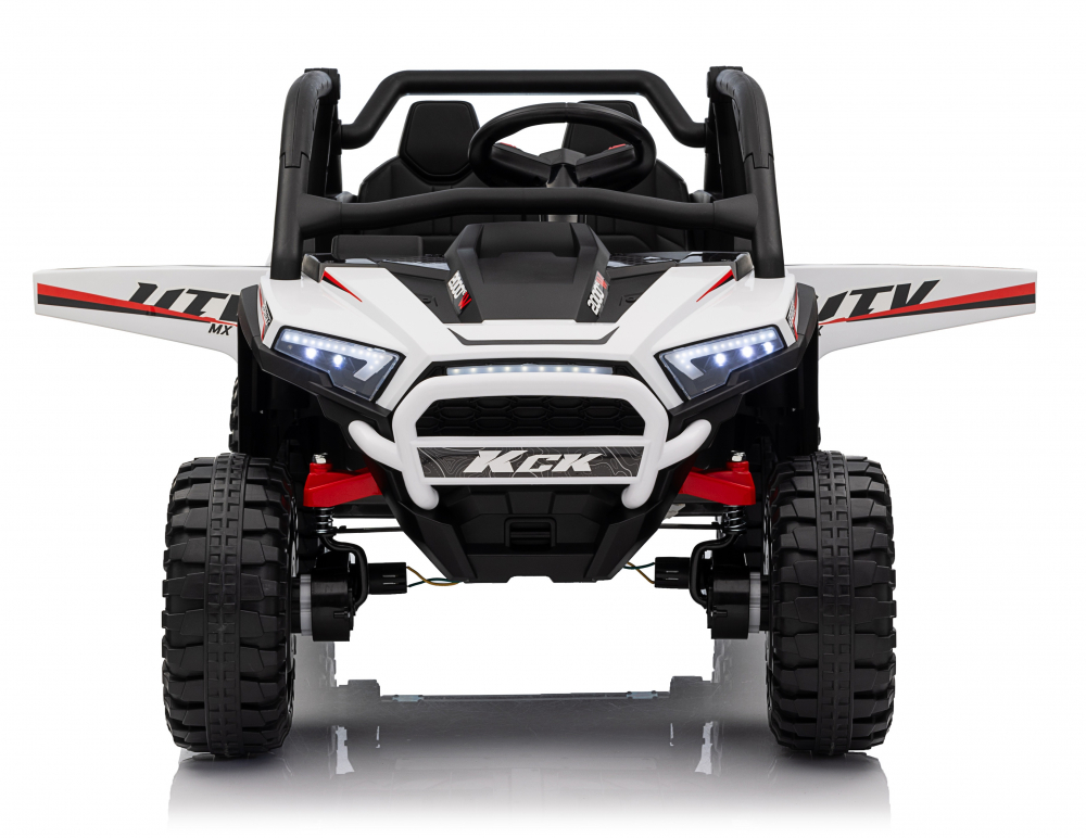 Masinuta electrica pentru copii Nichiduta Sport UTV KCK White 4x4,Telecomanda 2.4G,Acumulator 24V 7Ah,4 motoare x 50w,Roti din cauciuc EVA,Scaun din piele,Suspensii,Faruri cu lumini LED,Mufa USB,MP3,Bluetooth,Centura sigurant - 3
