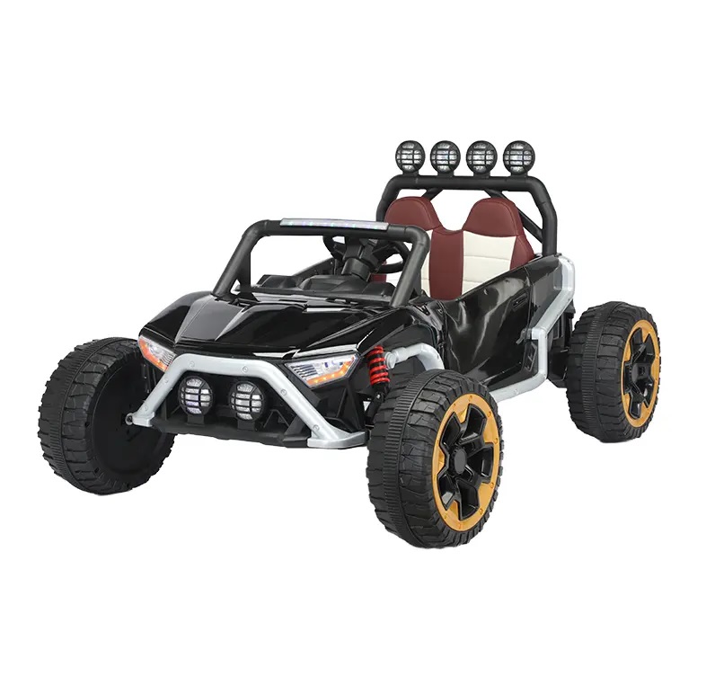 Masinuta electrica pentru copii cu telecomanda Nichiduta Alaser Black,2motoare x 55W,roti rezistente din cauciuc EVA,scaun tapitat cu piele ecologica,suspensii,lumini LED,usi cu posibilitate de deschidere