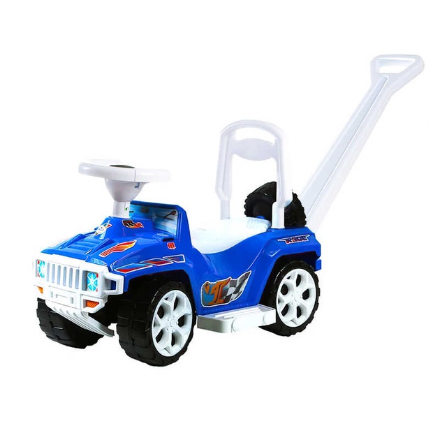 Masinuta pentru copii Novokids My first SUV Car XXL Albastru, Lungime 85 cm, maner de impins detasabil pentru parinti, spatiu pentru depozitare