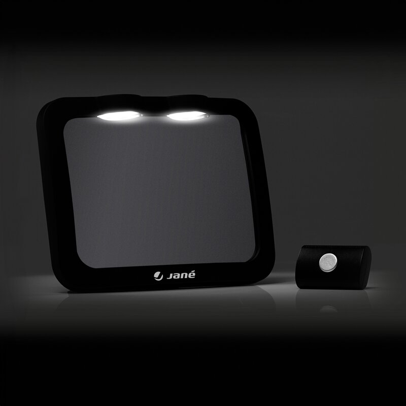 Oglinda auto pentru copii Jane Black cu iluminare LED 28x7x20 cm