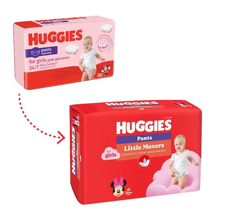 Pachet Scutece chilotel Huggies Little Movers 4, Girl, 9-14 kg, 104 buc - 1 | YEO