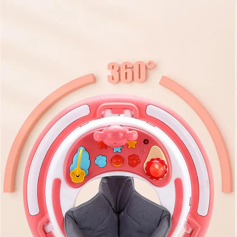 Premergator pentru copii Little Mom Green, cu panou interactiv detasabil cu sunete si lumini, sezut rotativ 360, roti silentioase, prevazut cu maner de sustinereimpingere - 5