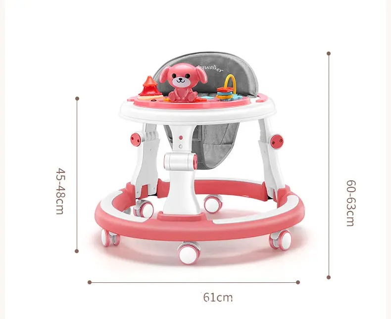 Premergator pentru copii Little Mom Pink, cu panou interactiv detasabil cu sunete si lumini, sezut rotativ 360, roti silentioase, prevazut cu maner de sustinereimpingere - 4