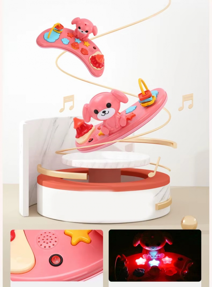 Premergator pentru copii Little Mom Pink, cu panou interactiv detasabil cu sunete si lumini, sezut rotativ 360, roti silentioase, prevazut cu maner de sustinereimpingere - 10